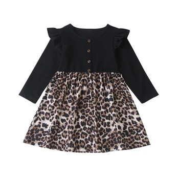 Sügisel Baby Tüdrukud, Pikk Varrukas Kleit Juhuslik Lapsed Leopard Printida Printsess Kleidid, Printsess Sünnipäeva Kleit Uus