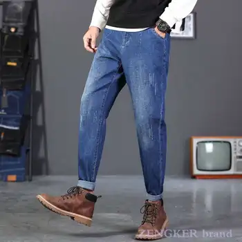 Sügisel teksad meeste lahtised suur trend Haren püksid lahti väljaanne tõusulaine püksid 5XL 6XL 4XL sinine kottis teksad ülepaisutatud teksad