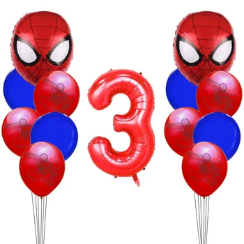 Sünnipäeva number Spiderman Kangelane Latex Balloon Määrata Täiskasvanud Lapsed Partei Teenetemärgi Baby Shower Decor Alumiinium Foolium Õhupallid Globos
