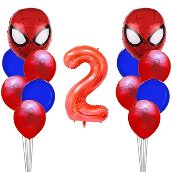 Sünnipäeva number Spiderman Kangelane Latex Balloon Määrata Täiskasvanud Lapsed Partei Teenetemärgi Baby Shower Decor Alumiinium Foolium Õhupallid Globos