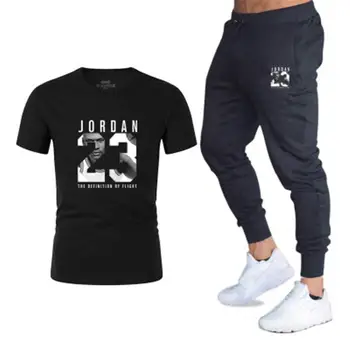T-Särgid+püksid meestele set 2 töö kit tracksuit Joggers Brändi Meeste Vabaaja Püksid, T-särgid, Spordirõivad Komplekt