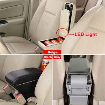 Taga Kast, Suzuki Alto 2008-2016 Laadimine USB LED Light käetugi Pööratav Centre Console Storage Box Car Styling