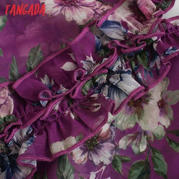 Tangada mood naiste flower print maha õlg sifonki kleit 2020 uute tulijate Pikad Varrukad Daamid midi Kleit Vestidos 3H740