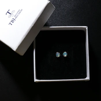 TBJ,Lihtne Opaal kõrvarõngas Ring 4mm Loodus Etioopia Opaal gemstone Ehted on 925 sterling hõbe tüdrukute tütar kena kingitus