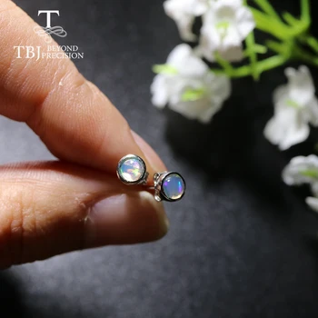 TBJ,Lihtne Opaal kõrvarõngas Ring 4mm Loodus Etioopia Opaal gemstone Ehted on 925 sterling hõbe tüdrukute tütar kena kingitus
