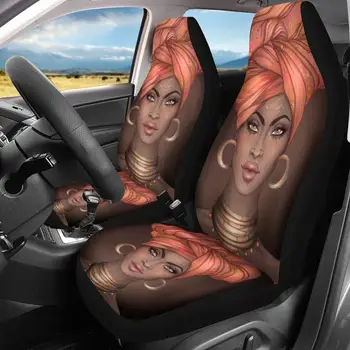 TOADDMOS Aafrika Kunsti Afro Tüdruk 3D Trükitud Auto istmekatete jaoks Kõige Autode&Pagasiruumi Komplekt 2 Sõiduki Asukoht Protector Auto Matt Kaaned