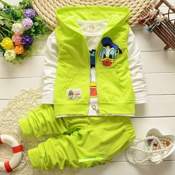 Toddle poiss riideid kevadel beebi multifilmi piilupart Donald vest + t-särk + püksid kolme-töö