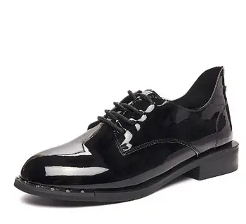 TOSJC Briti Oxfordi Stiilis Kingad Naistele 2018 Kevadel Pehmest Nahast Oxfords Korterid Vabaaja Jalatsid Lace Up Retro Brogue Shoes006