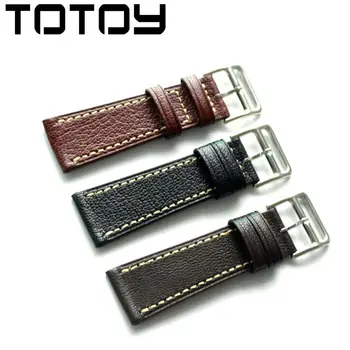 TOTOY Käsitsi valmistatud Nahast Watchbands, 22MM 24MM Pehme Vintage Meeste Nahast Rihm, Lihtne prantsuse Kitsenahast Materjal