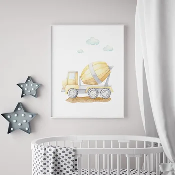 Traktori Ehitus Sõiduki Inseneri Auto Lasteaed, Plakat, Lõuend Print Seina Art Maali Nordic Kid Pilti Poiss Magamistuba Decor