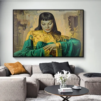 Tretchikoff Lady Alates Orient Reprodutseerimine õlimaal Lõuendil Plakatid ja Pildid Skandinaavia Seina Pilt elutuba
