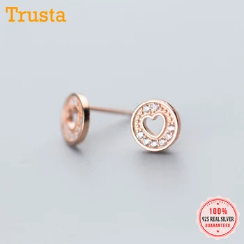 Trustdavis 925 Sterling Hõbe Romantiline Ring Südame Selge CZ Kõrvarõngad Naistele Hõbe Kõrvarõngas 925 Ehted DS679