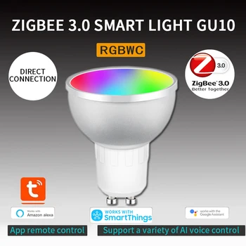 Tuya Zigbee 3.0 Gu10 Smart LED Night Light Pirnid 5W RGBCW Smart Home Serveri Hääl APP Kontrolli Töö Alexa Echo Google Kodu