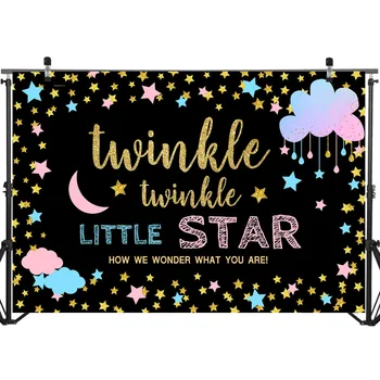 Twinkle Twinkle Littler Star Soolise Paljastada Taustaks Roosa Sinine Pilv Fotograafia Taust Sugu Paljastada Pool, Banner Tausta