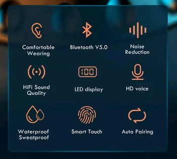TWS 5.0 Bluetooth Kõrvaklapid 2200mAh Aku Kasti Traadita Kõrvaklappide 9D Stereo Sport Veekindel Earbuds Kõrvaklapid Mikrofoniga