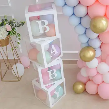 Tähestik Läbipaistva Pakendi Karp Pulm Õhupalli Kasti Pulm 1. Sünnipäeva Decor Lapsed Lateks Macaron Õhupalli Kasti Baby shower