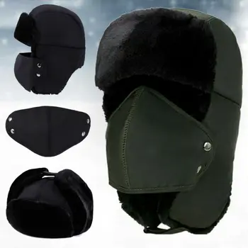 Täiesti Uued Meeste Talve Müts Trapper Vene Sõdur Kõrvaklapp Soe Lumi Suusa Mask, Cap Outdoor Ultra Soe Pommitaja Mütsid