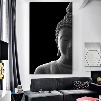 Tänapäevane Buddha Pea Lõuendile Maali Must ja Valge Plakatid ja Pildid Cuadros Seina Art Pilte elutuba Kodu Kaunistamiseks
