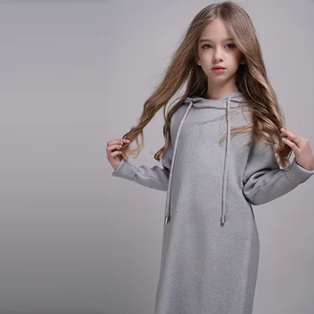 Tüdrukud 2020 Puuvillane Kleit Laste Kapuutsiga Sirge Kleit Tüdrukute Riided Uudsus Mood Kootud Kleit Elegantne Kleit Tüdruk