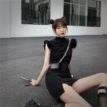 Tüdrukud Hiina Stiilis Mood Cheongsam Kleit Retro Qipao Seksikas Naiste Split Liblikas Varruka Mini Seksikas Kleit Vintage Varustus