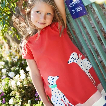 Tüdrukud Kleit Loomade Applique Lapsed Suvel Kleidid Tüdrukute Riided Puuvillased Laste Tuunika Jersey Printsess Kleit