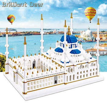 Türgi Sinine Mošee 6850 TK Tellised Micro Diamond ehitusplokk Maailma Arhitektuuri Kuulsam Maamärk DIY 3D Puzzle Mänguasjad Lastele