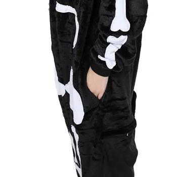 Unisex Kigurumi Täiskasvanud Loomade Pidžaama Anime Onesie Skelett Lapp Cartoon Armas Soe Cosplay Sleepwear