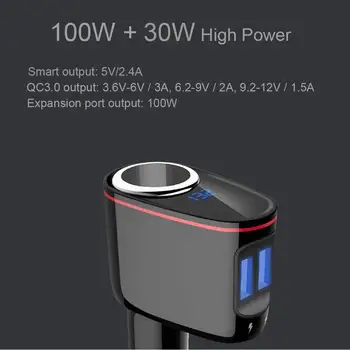 URVNS Dual USB-30W Kiire Laadimine 3.0 autolaadija LED Digitaalne näidik QC3.0, Kiiresti Autoga Laadija koos 100W, sigaretisüütaja
