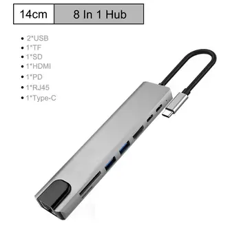 USB-C-HUB, Type C HDMI, RJ45-Multi Sadamate USB3.0 Tüüp-C Splitter For Macbook Pro Õhu USB-C SD TF mälukaardi HUB Power Adapter