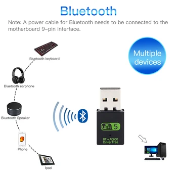 USB-WiFi-Bluetooth-Adapter-600Mbps Dual Band 2.4/5 ghz Traadita Välise Vastuvõtja Mini-USB WiFi Dongle Võrgu Kaart PC/Sülearvuti