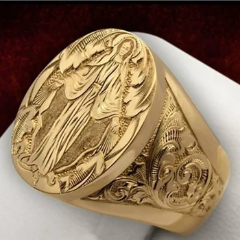 Uued Neitsi Maarja Õnnistus Käsi Ornament Tempel Ringi Christian Ringi Nikerdamist Religioosne Mees Ringi Puhkus Kingitus Ringi Pool Ringi