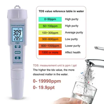 Uus 4 in 1 PH/TDS/EÜ/Temperatuuri Mõõtja PH-Meeter Digitaalne Vee Kvaliteedi kontrollimiseks Tester Basseinid, joogivesi, Akvaariumid