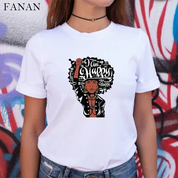 Uus Afro Tüdruk Aafrika Kaart Juuksed Crown Top Naiste Särk Melaniini Kuninganna Naiste T-särk Must Ajalugu Kuu Tänaval Tees Tumblr tshirt