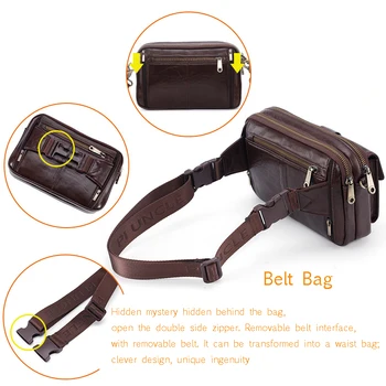 Uus Ehtne Nahk Meeste Vabaaja Snap Vöö Kott Rinna Pack Sling Bag Design Multi-layer Telefon portsigar Kott Mees