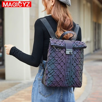 UUS helendav seljakott naine 's geomeetriline helendav kott moebränd Tüdrukud Noctilucent Reisi õlakott Kooli Back Pack