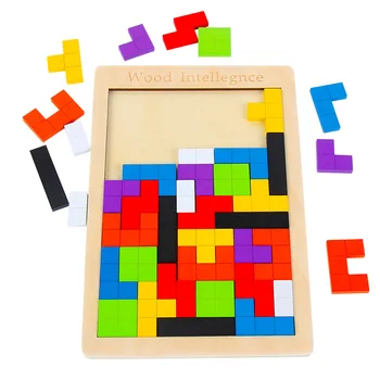 Uus Kuum Müügi Puidust Tetris Puzzle Mänguasjad, Lapsed, Vaimse Arengu Haridus Mänguasjad Lastele Parim Jõulukinke