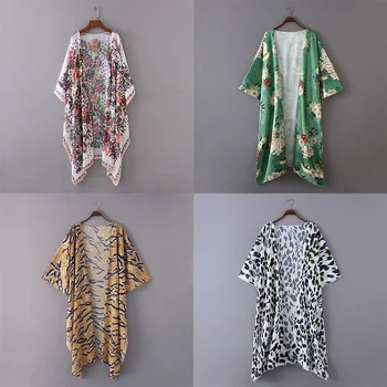 Uus Naiste Sifonki Kimono Jakk Õie Leopard Printida Asümmeetrilise Boho Lahti Ülerõivad 2020. Aasta Suvel Beachwear Pluss Suurus Kate Ups