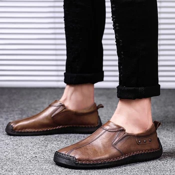 Uus suur suurus 38-48 meeste vabaaja jalatsid mokassiinkingad kevadel ja sügisel mens moccasins sõita kingad ehtne nahk meeste korterid kingad
