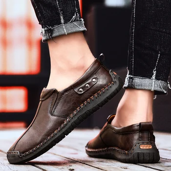 Uus suur suurus 38-48 meeste vabaaja jalatsid mokassiinkingad kevadel ja sügisel mens moccasins sõita kingad ehtne nahk meeste korterid kingad