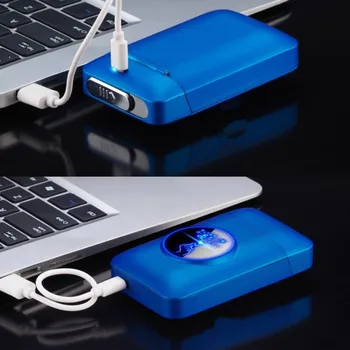 Uus USB Laadida kergem ja Sigareti karp Juhul Loominguline Graafiline LED-ekraan laadimine USB Hingav flameless Elektroonilise kergem