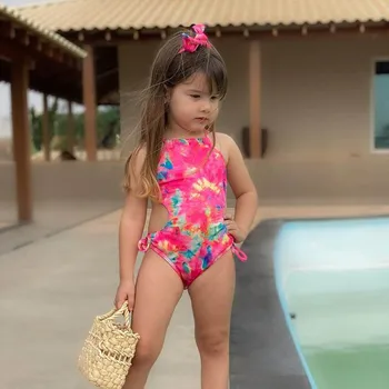 Uusim Väikelapse Lapsed Ujumisriided Tüdrukutele Baby Vest Tie-Dye Printimiseks Ühes Tükis Ujumistrikoo Supelrõivad Beachwear kostüüm da bagno bambina