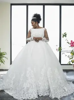Uute tulijate Hämmastav Profileerimine Aafrika Pulm Kleidid 2021 Backless Pikkade Varrukatega Pulm Kleit Occurence Hommikumantlid rüü de mariée