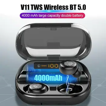 V11 TWS Traadita Kõrvaklapid 4000mAh Bluetooth-5.0 IPX7 Veekindel LED-Ekraan Earbuds tasu võtmise Korral Hiina/ inglise Versiooni
