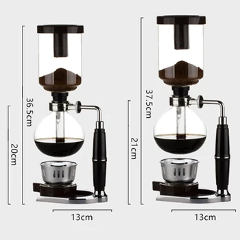 Vaakum Kohvi Sifooni 3-5 Tassi Klaas Syphon Coffe Maker Alkoholiga Kirjutaja Käsiraamat Espresso Tilguti Kohvimasin Barista Percolator
