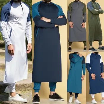 Valge Meeste Dubai Thobe Islami Moslemi Riided Katar Rüü seal kaftan Maxi Kleit Pikk Varrukas, Sviitrid 2020 UUS