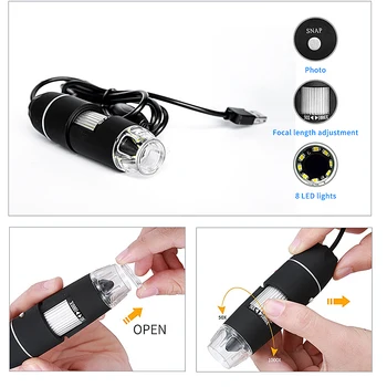 Vastar Mega Pixel 500 X/1000X/1600X Professional USB Digital Microscope 8 LED USB Luup Elektroonilise Stereo Endoscope Kaamera