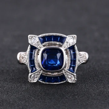 Vintage Loodud Sapphire Tsirkoon Ringi 925 Sterling Hõbe Trahvi Ehteid Sinine Gemstone Rõngad Naiste Tilk Laevandus