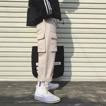 Vintage mood Joggers Püksid 2019 Mens Streetwear Cargo Püksid Mees Hip-hop Ruuduline Püksid High Street Jaapani Kevad Püksid Meeste