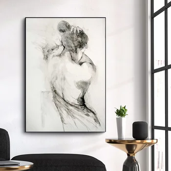 Vintage Seksikas Naiste Tagasi õlimaal Must-Valged Plakatid ja Pildid, Lõuend Abstraktne Pilt elutuba Põhjamaade Home Decor