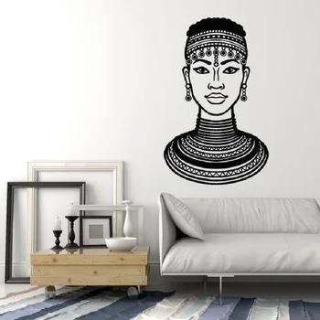 Vinüül applique Aafrika Aafrika must stiil naine etnilise interior design art applique office kleebis seinamaaling kodu kaunistamiseks 2FZ23